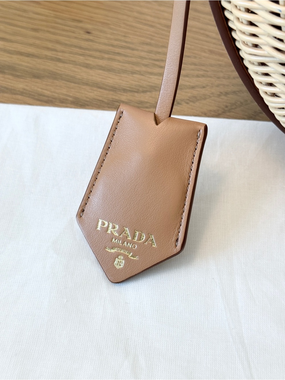 PRADA Wicker and Leather Arqué Top Handle Bag - Picture 8 of 16